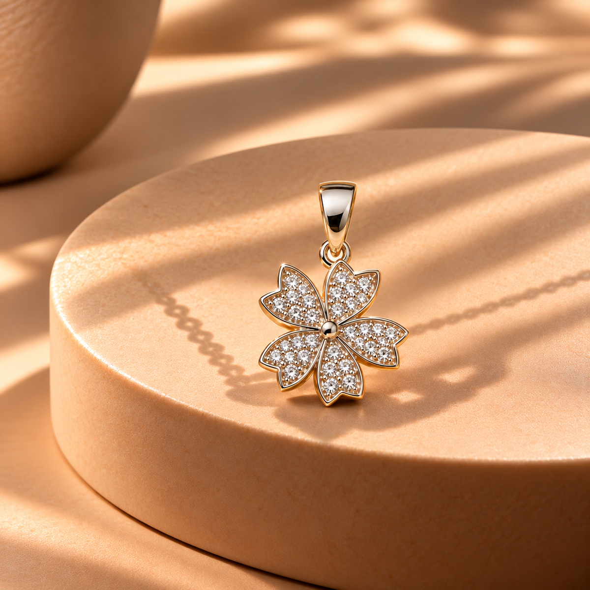925 Sterling Silver Moissanite Flower Pendant for Women