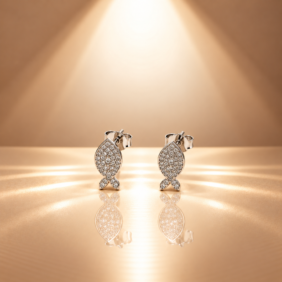 925 Silver Moissanite Fish Stud Earrings For Women