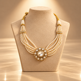 925 Sterling Silver Polki Pearl Pendant Necklace for Women