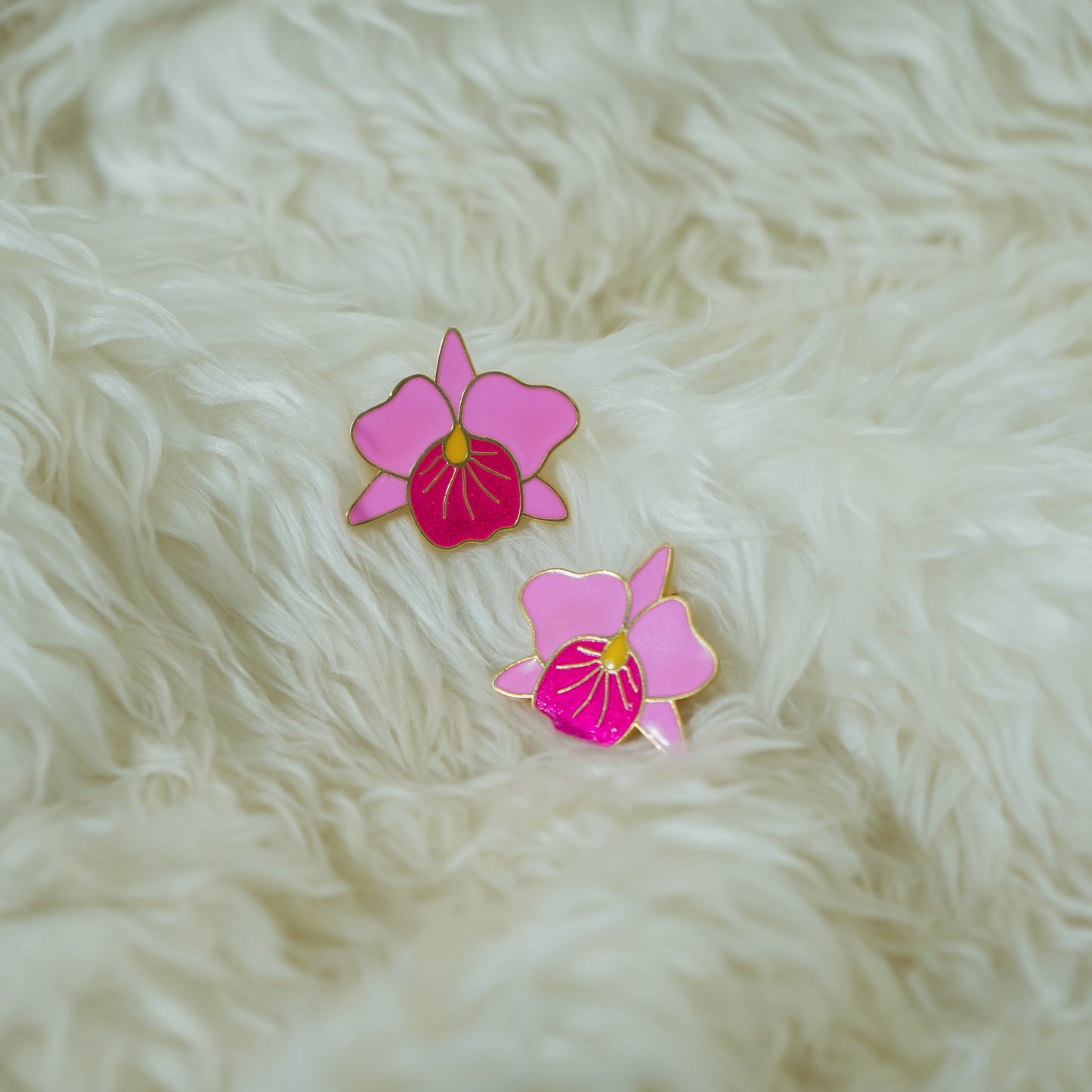 Pink Orchid Bloom Statement Stud Earrings