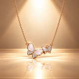 925 Silver Moissanite Double Butterfly Pendant Chain
