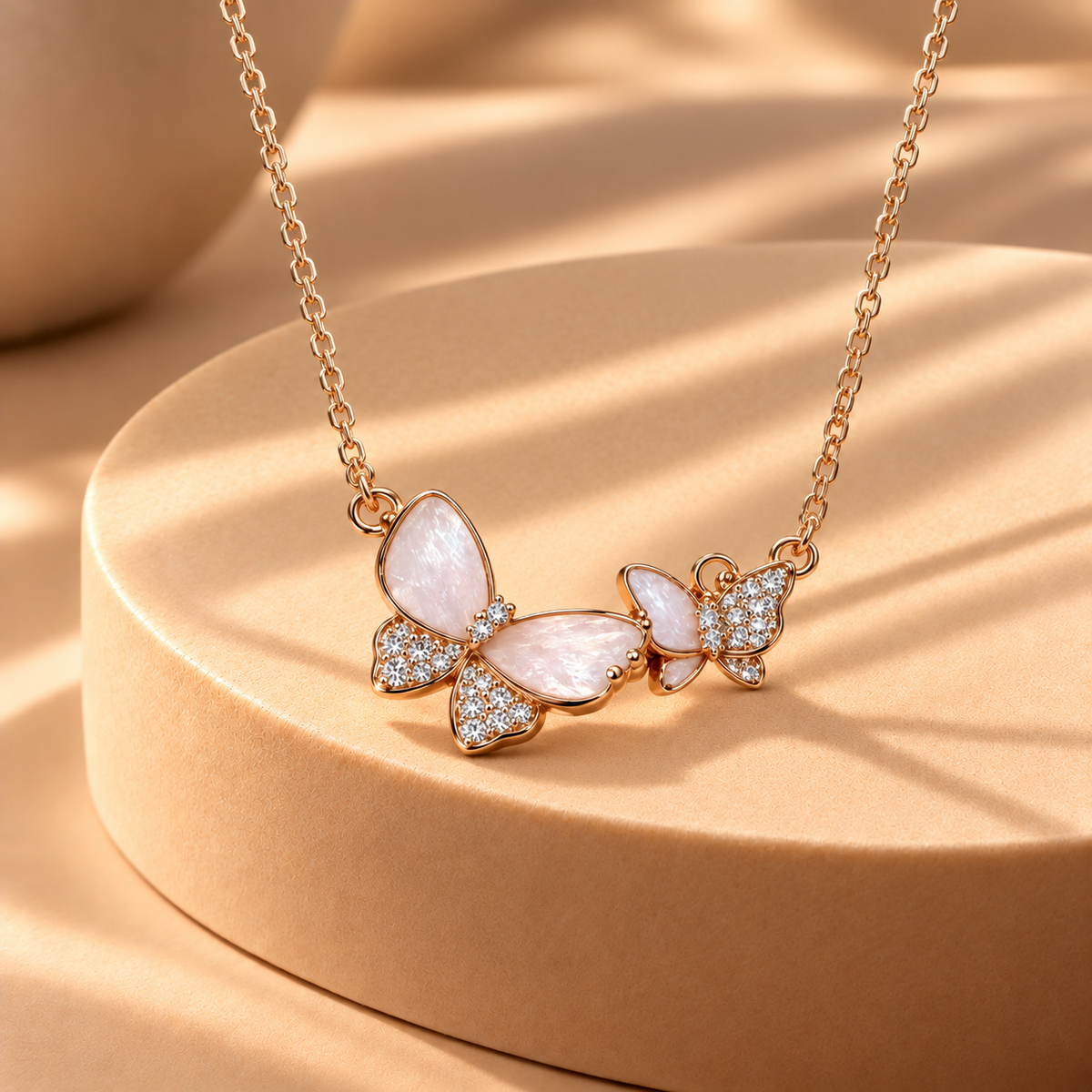 925 Silver Moissanite Double Butterfly Pendant Chain