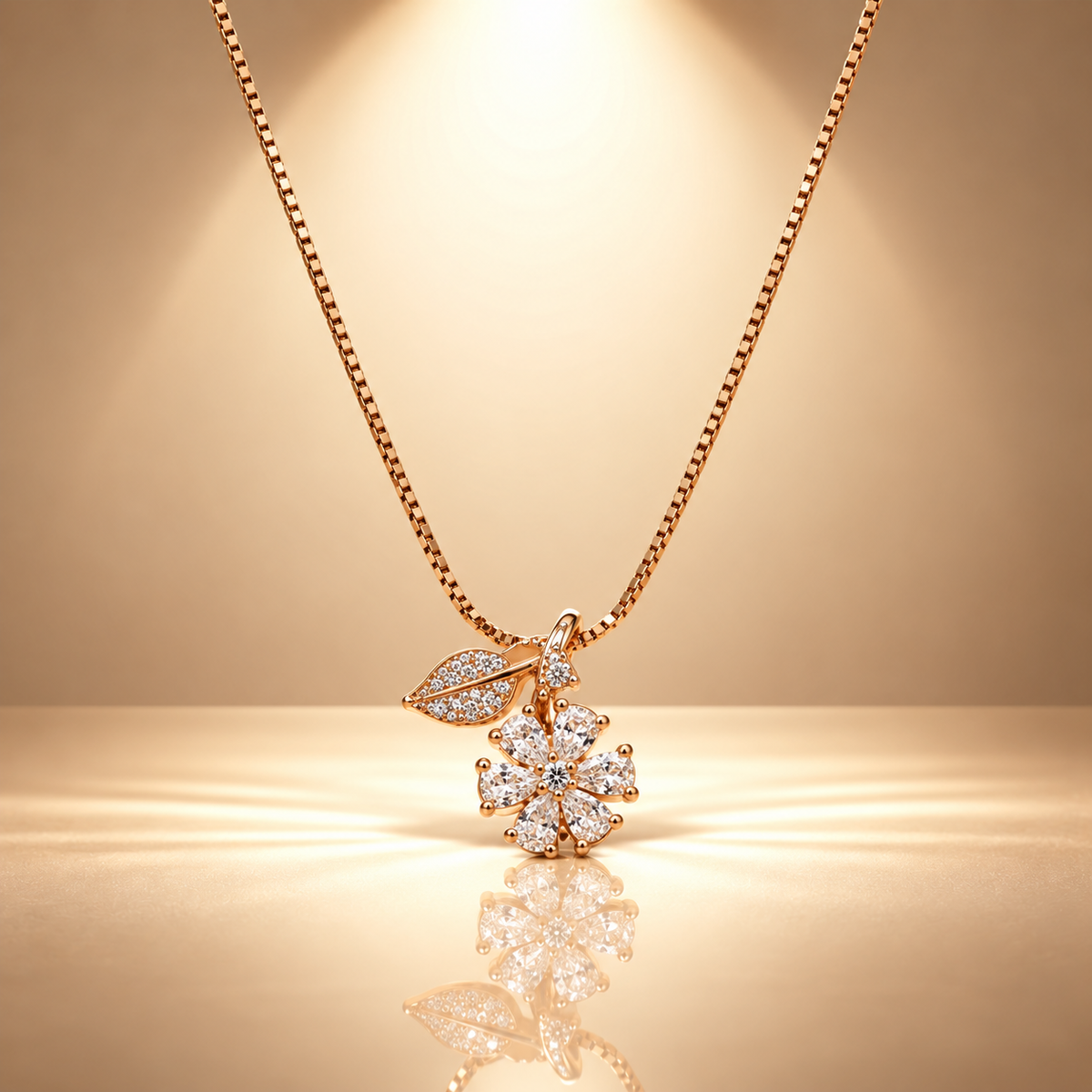 925 Sterling Silver Floral Moissanite Pendant Chain