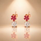 925 Silver Flower Moissanite Quartz Drop Earrings