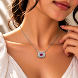 Pink Quartz Moissanite Halo Chain Pendant