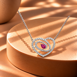 Pink Quartz Moissanite Heart Pendant with Chain