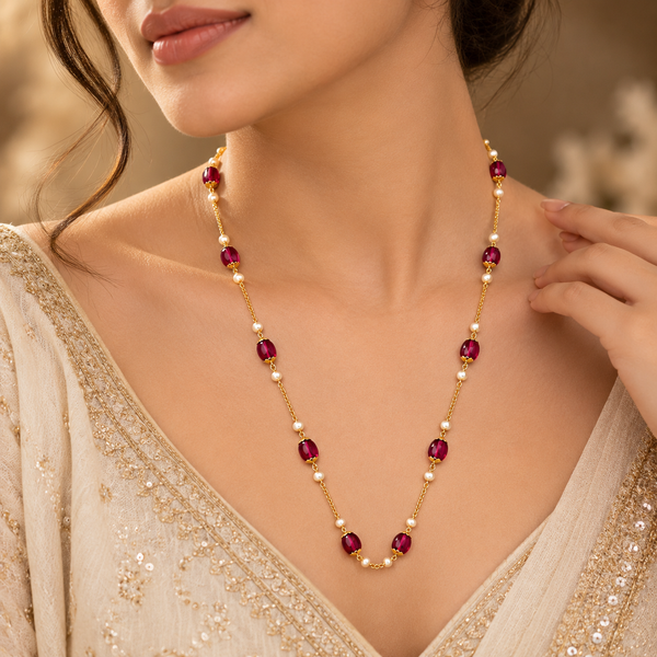 925 Silver Pearl Quartz Beads Chain