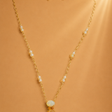 20 Inch 925 Sterling Silver Opal & Citrine Necklace