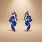 Blue Floral Enamel Drop Statement Earrings