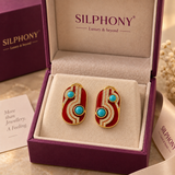 Red Enamel Turquoise Statement Earrings For Women