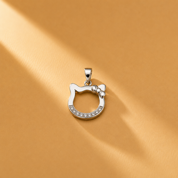 Cat 925 Sterling Silver Moissanite Kitty Inspired Pendant