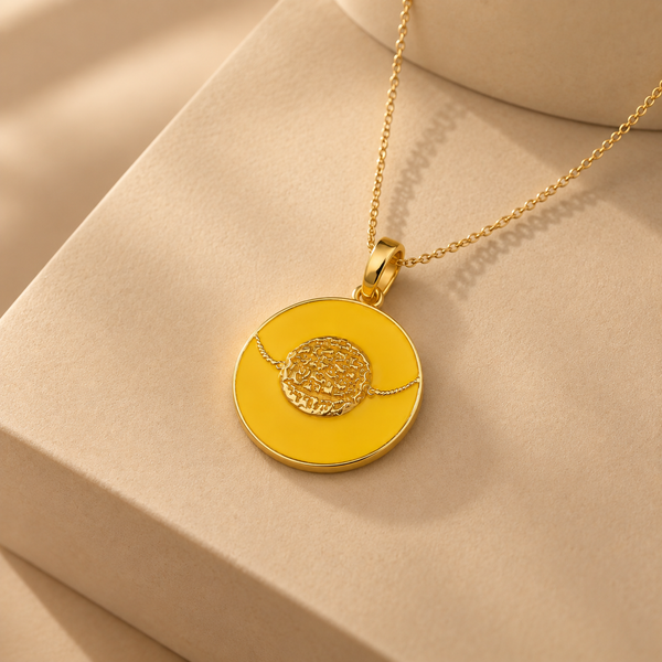 925 Sterling Silver Yellow Enamel Statement Pendant