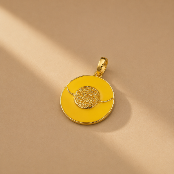 925 Sterling Silver Yellow Enamel Statement Pendant
