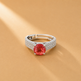 925 Sterling Silver Red Gemstone Statement Ring