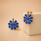 Blue Flower Drop Statement Earrings
