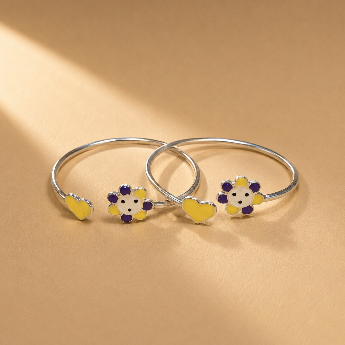 Floral & Heart 925 Sterling Silver Child Nazariya Bangles