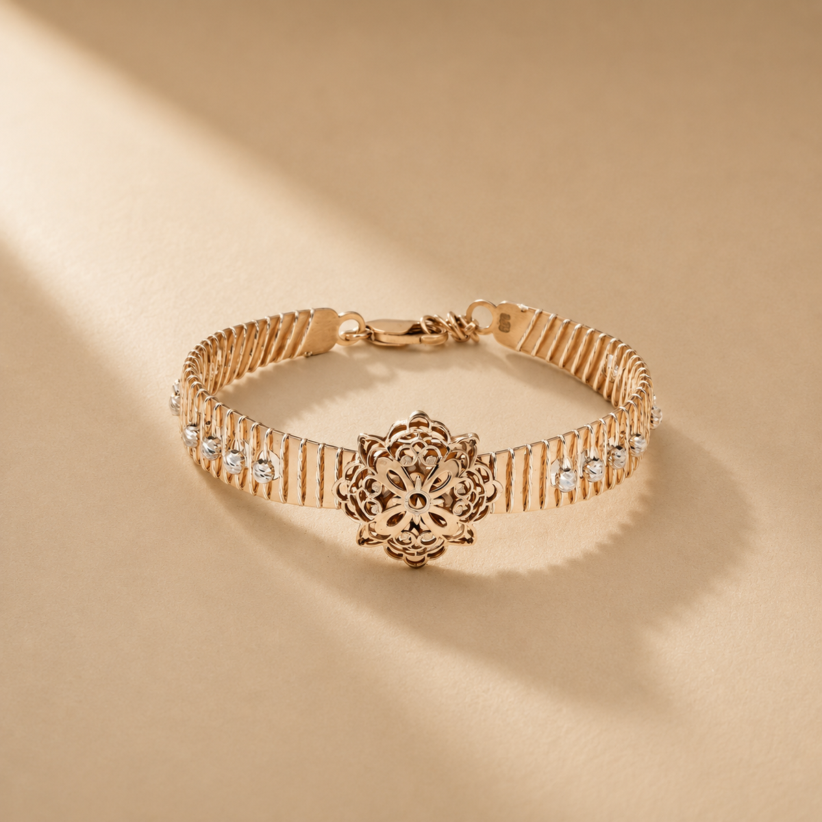 Floral Flower 925 Sterling Silver Intricate Filigree Bracelet For Women