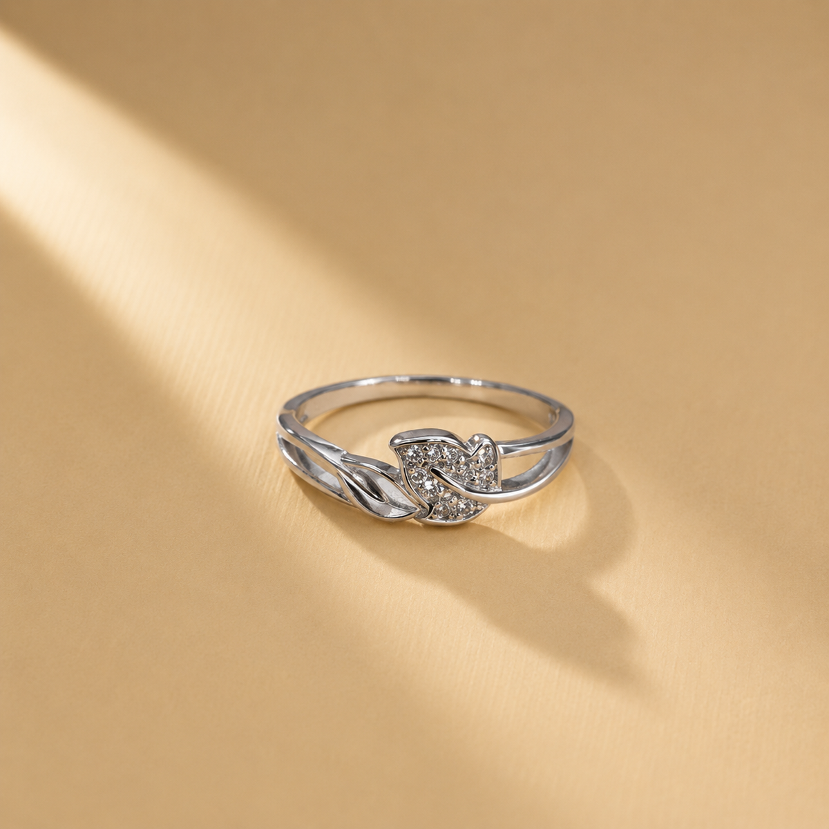 925 Sterling Silver Bow with Moissanite, Knot Inspired Statement Ring
