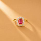 925 Sterling Silver Pink Gemstone Halo Ring