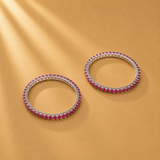 925 Sterling Silver Ruby-Style Quartz Bangle Set