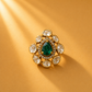 925 Sterling Silver Moissanite Green Pear-Shaped Polki Floral Bracelet