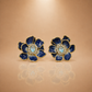 Blue Floral Enamel Flower Stud Earrings