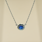 925 Sterling Silver Blue Quartz with Moissanite | Oval Blue Gemstone Chain Pendant