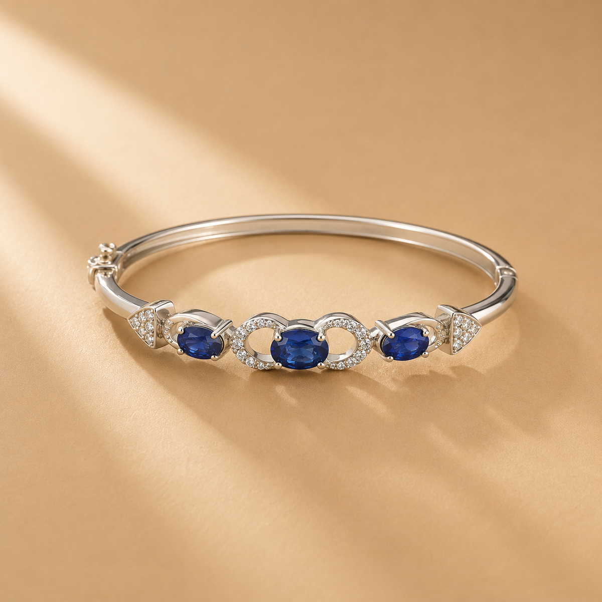 925 Sterling Silver Blue Sapphire Style Stone Bracelet