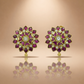 925 Sterling Silver Ruby & Cubic Zirconia Floral Earrings for Women