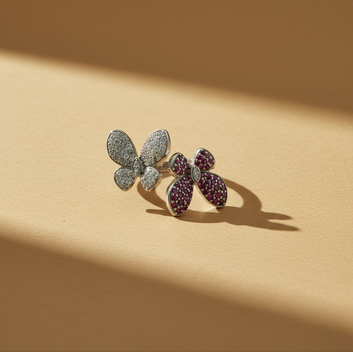 925 Sterling Silver Butterfly-Inspired Ruby  Ring