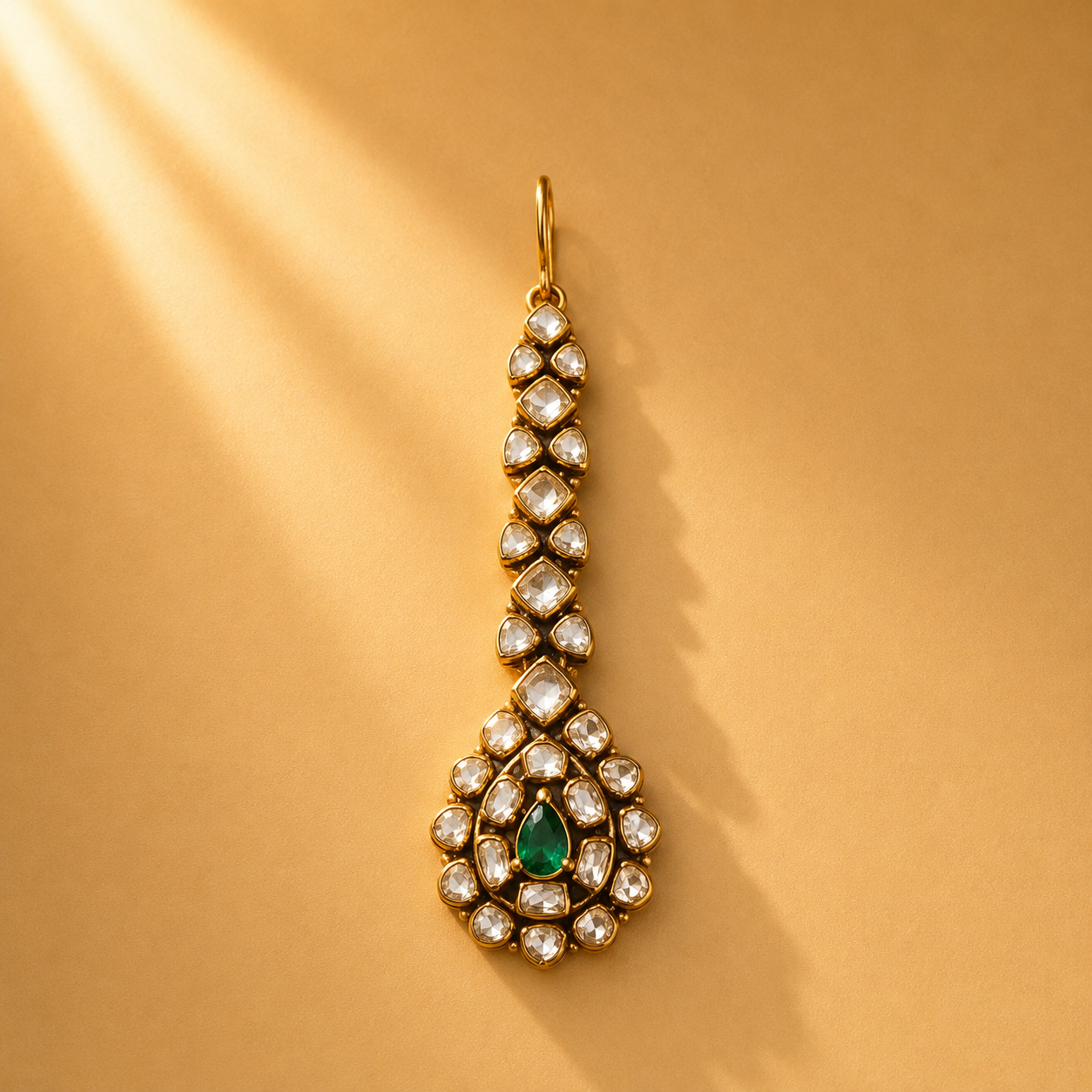 925 Sterling Silver Emerald Green Maang Tikka for Women