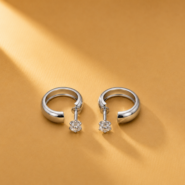 925 Sterling Silver Floral Moissanite Drop Hoop Earrings