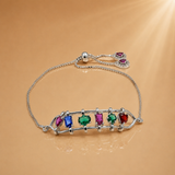 925 Silver Multicolor Gemstone Bracelet for Women