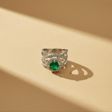 925 Silver Green Gemstone Ring for Women