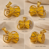 Traditional Yellow Enamel Damru Pendant Gold Plated Mahadev Spiritual Charm