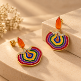 925 Silver Multicolor Statement Enamel Dangle Earrings