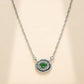 925 Sterling Silver Green Quartz with Moissanite Chain Pendant for Women