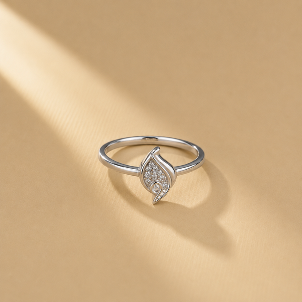 Leaf-inspired 925 Sterling Silver With Moissanite Statement Ring for Women