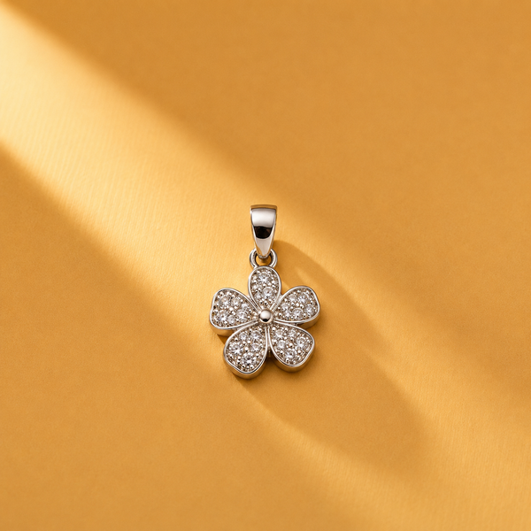 Floral Flower 925 Sterling Silver with Moissanite Botanical Pendant for Women