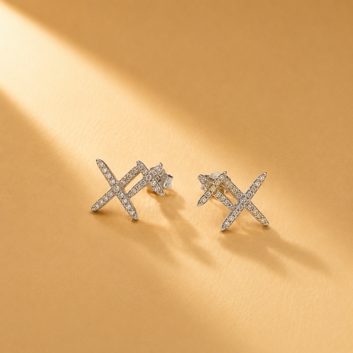 Criss Cross 925 Sterling Silver with Moissanite Statement Stud Earrings for Women
