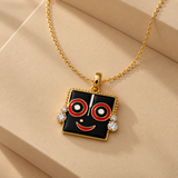 Lord Jagannath Moissanite Gold Plated Enamel Pendant Devotional Silver Jewelry