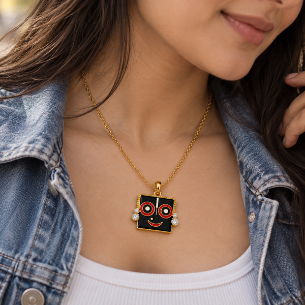 Enamel & Moissanite Cute Statement Charm | 925 Sterling Silver Emoji Face Pendant for Woman