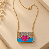 Lotus Enamel Pendant With Chain