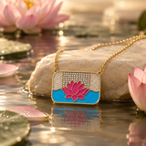 Lotus Enamel Pendant With Chain