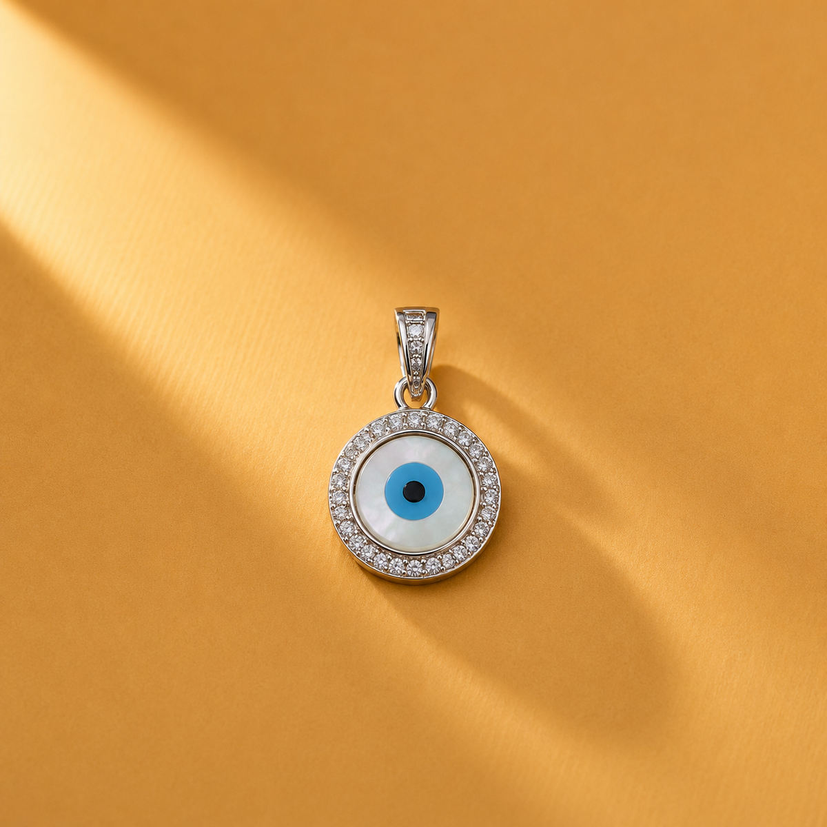 Evil Eye 925 Sterling Silver Pearl & Blue Enamel Pendant for Women
