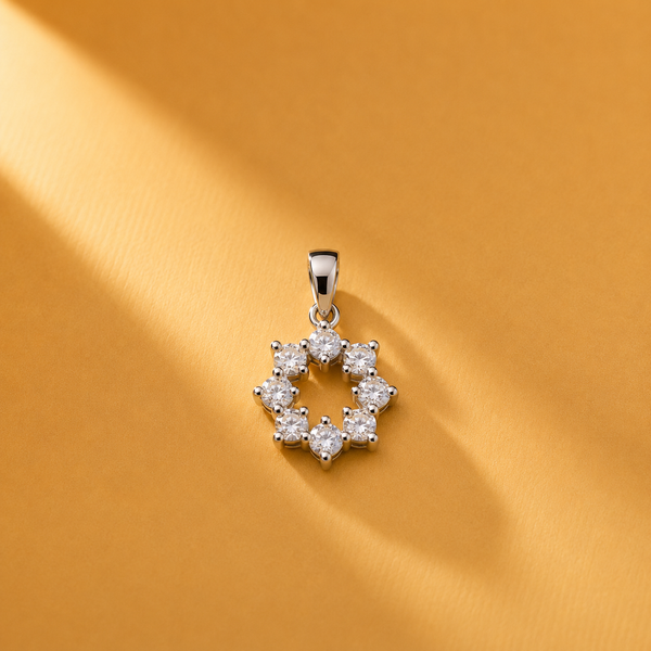 Floral Flower-Inspired 925 Sterling Silver Moissanite Pendant for Women