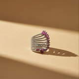 925 Sterling Silver Pink Stone Statement Brooch
