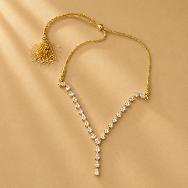 925 Sterling Silver Polki & Moissanite Teardrop Statement Necklace