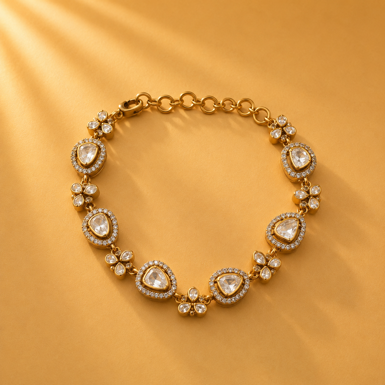 925 Sterling Silver Moissanite Floral Motif Bracelet for Women