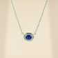 925 Sterling Silver Blue Quartz & Moissanite Chain Pendant For Women